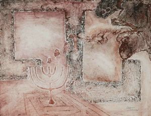 1973 Disquietening Words Mono Print From Cardboard And Collage Relief