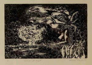 1985 Survivor At Night Etching On Rag Paper